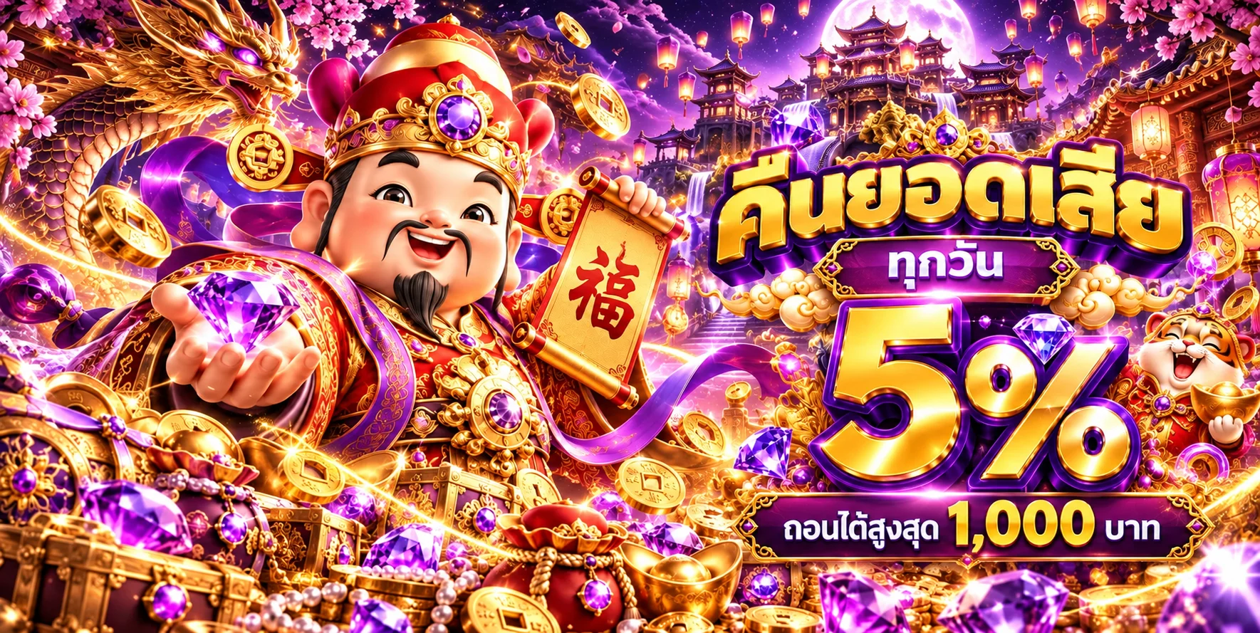 MIXZEED บาคาร่าออนไลน์ในธีมม่วงทองพรีเมียม
